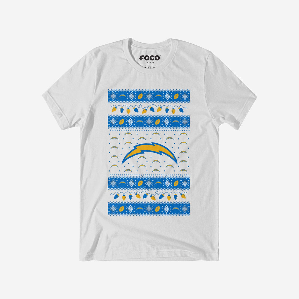 Los Angeles Chargers Holiday Lights Sweater T-Shirt FOCO S - FOCO.com