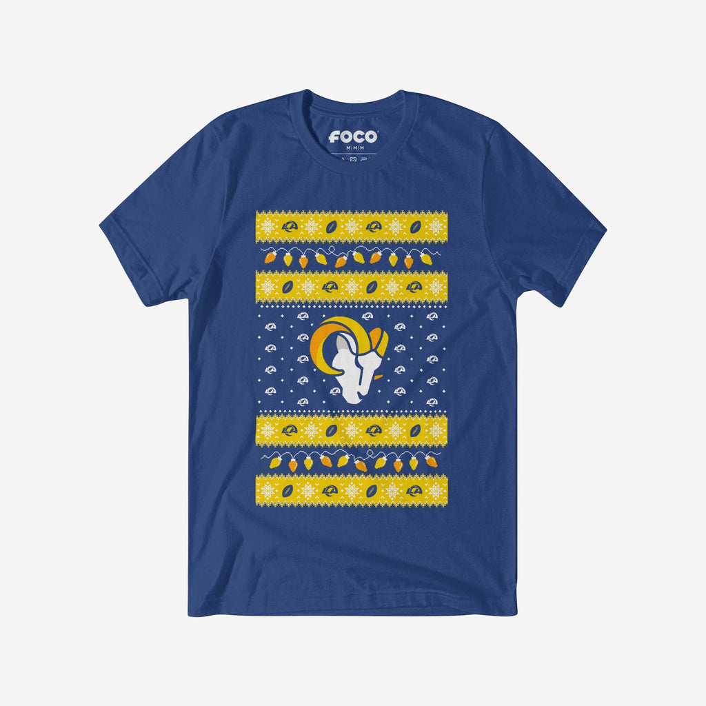 Los Angeles Rams Holiday Lights Sweater T-Shirt FOCO S - FOCO.com