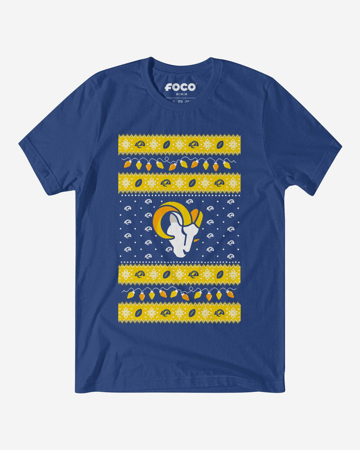 Los Angeles Rams Holiday Lights Sweater T-Shirt FOCO S - FOCO.com