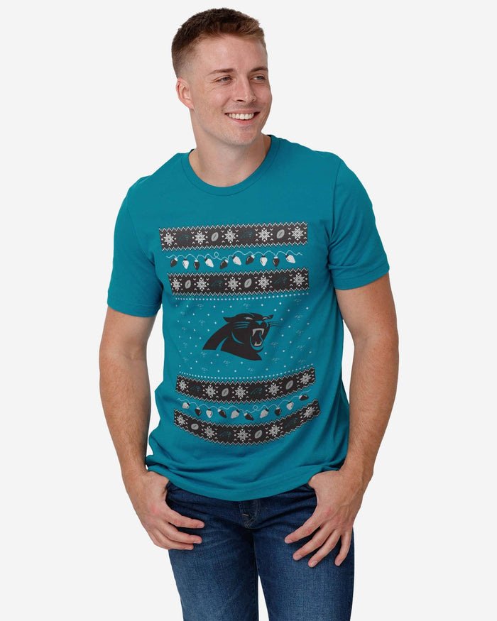 Carolina Panthers Holiday Lights Sweater T-Shirt FOCO - FOCO.com