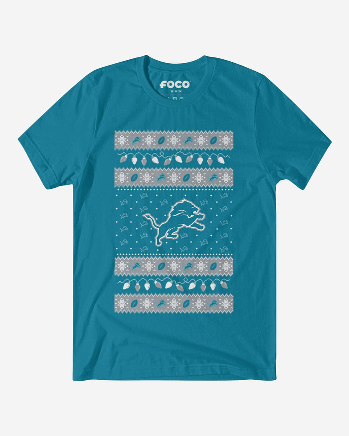 Detroit Lions Holiday Lights Sweater T-Shirt FOCO S - FOCO.com