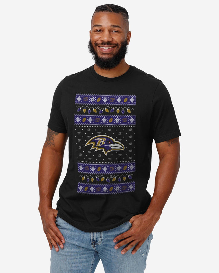 Baltimore Ravens Holiday Lights Sweater T-Shirt FOCO - FOCO.com