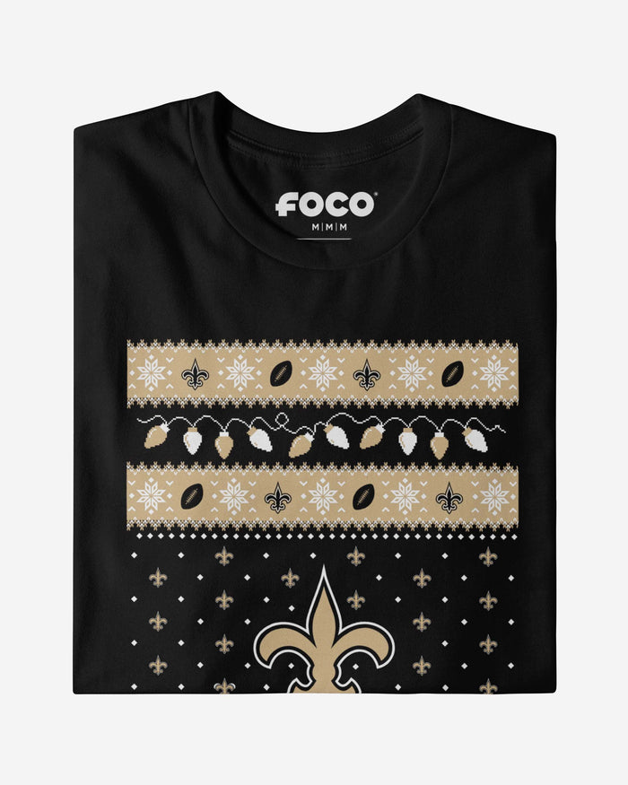 New Orleans Saints Holiday Lights Sweater T-Shirt FOCO - FOCO.com