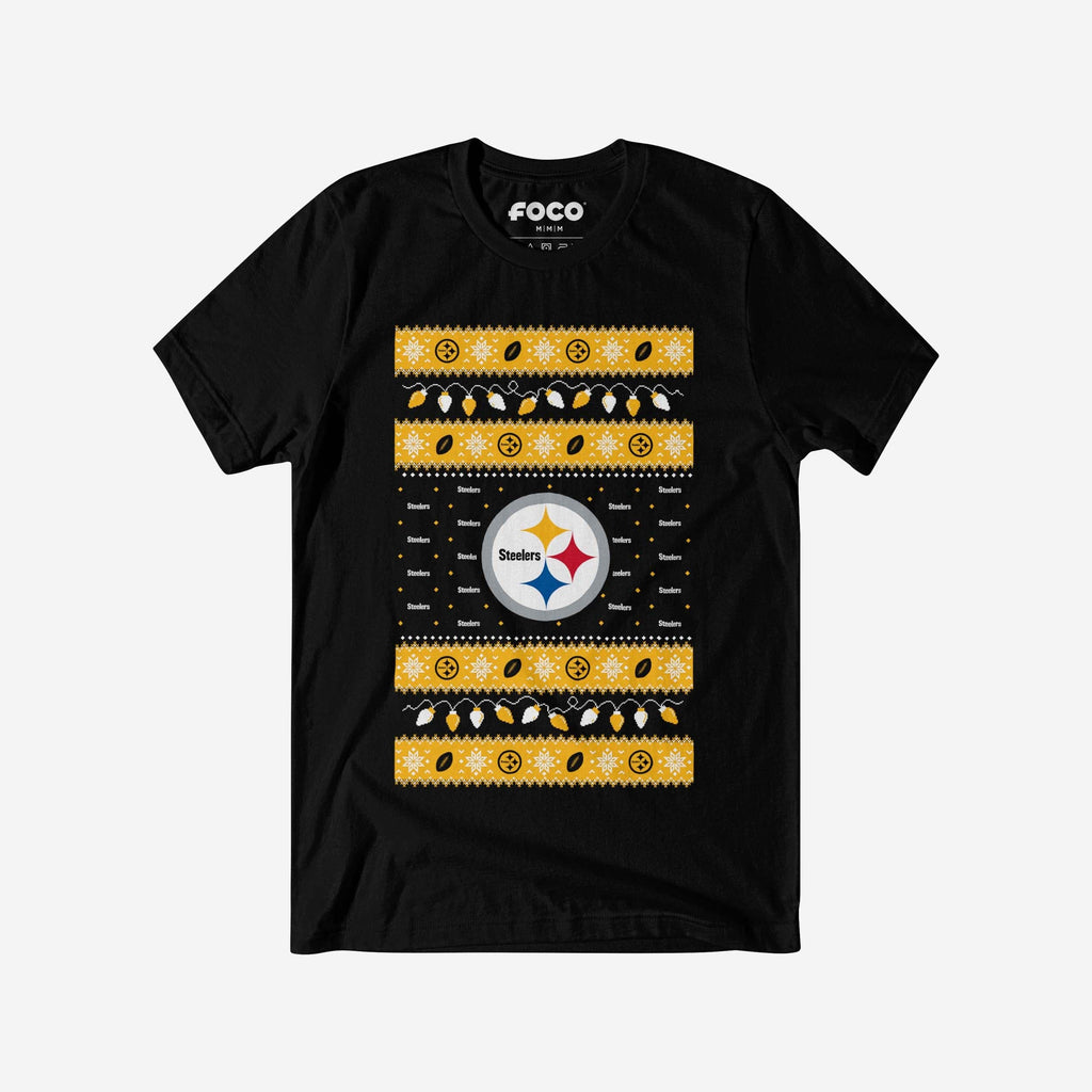 Pittsburgh Steelers Holiday Lights Sweater T-Shirt FOCO S - FOCO.com