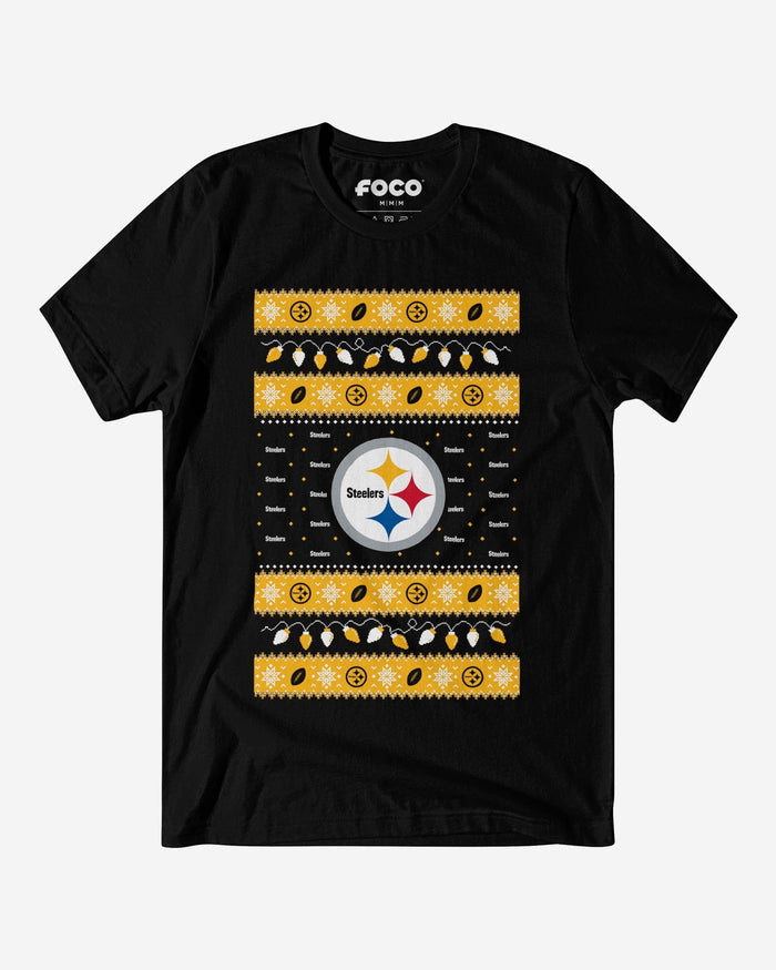 Pittsburgh Steelers Holiday Lights Sweater T-Shirt FOCO S - FOCO.com