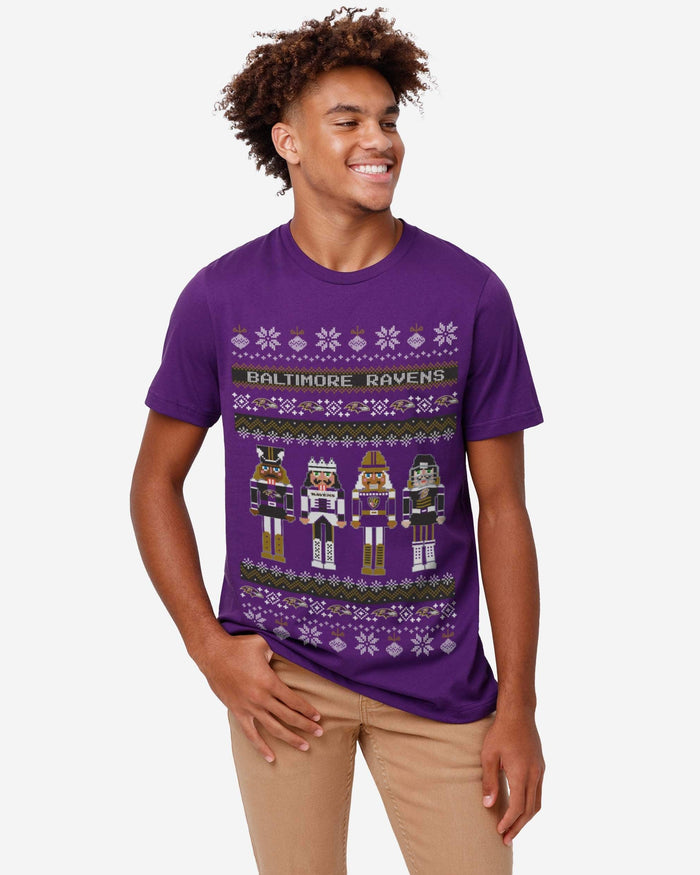 Baltimore Ravens Holiday Nutcracker Sweater T-Shirt FOCO - FOCO.com