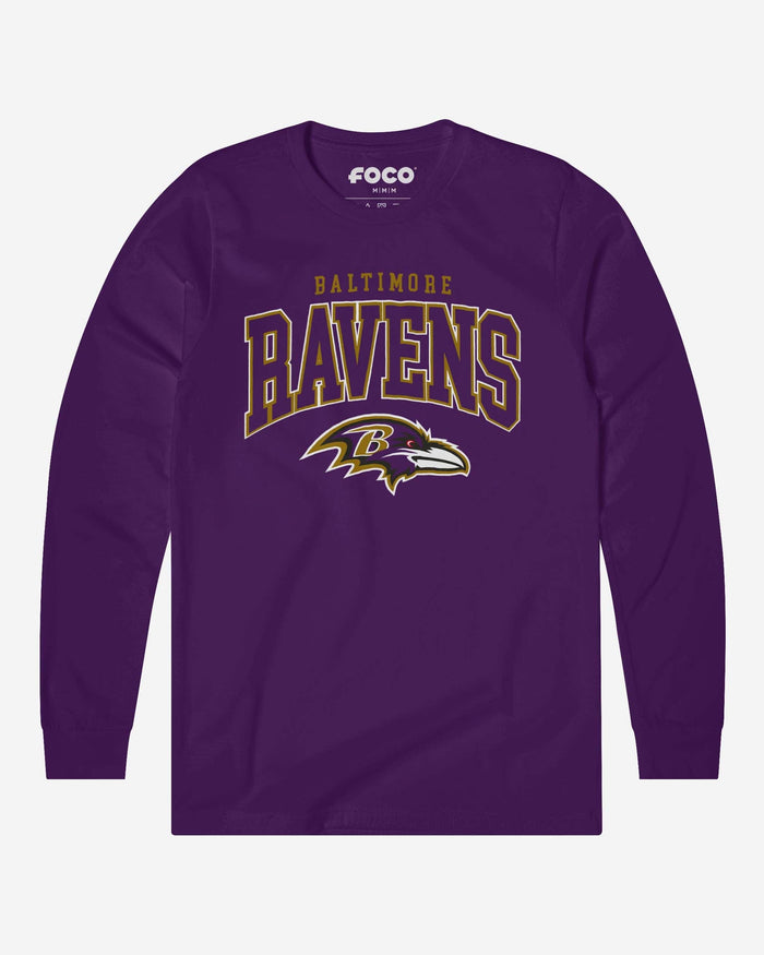 Baltimore Ravens Classic Arched Logo Long Sleeve T-Shirt FOCO Team Purple S - FOCO.com