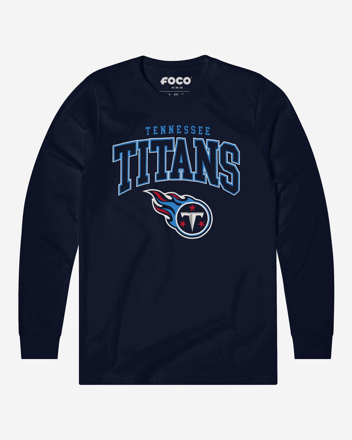 Tennessee Titans Classic Arched Logo Long Sleeve T-Shirt FOCO Navy S - FOCO.com