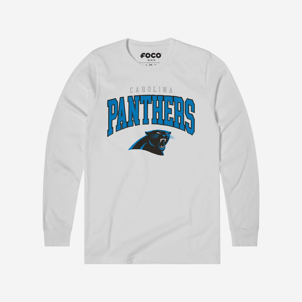 Carolina Panthers Classic Arched Logo Long Sleeve T-Shirt FOCO White S - FOCO.com