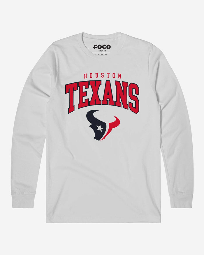 Houston Texans Classic Arched Logo Long Sleeve T-Shirt FOCO White S - FOCO.com