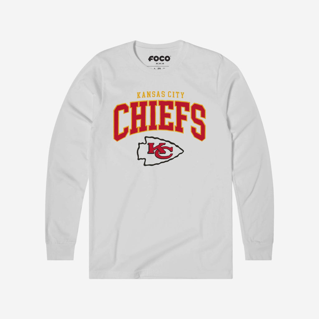 Kansas City Chiefs Classic Arched Logo Long Sleeve T-Shirt FOCO White S - FOCO.com