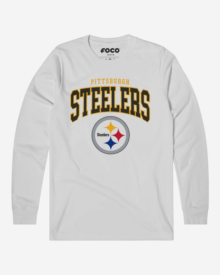 Pittsburgh Steelers Classic Arched Logo Long Sleeve T-Shirt FOCO White S - FOCO.com