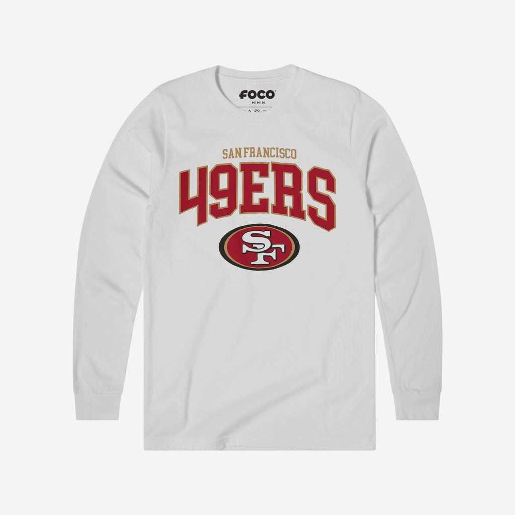 San Francisco 49ers Classic Arched Logo Long Sleeve T-Shirt FOCO White S - FOCO.com