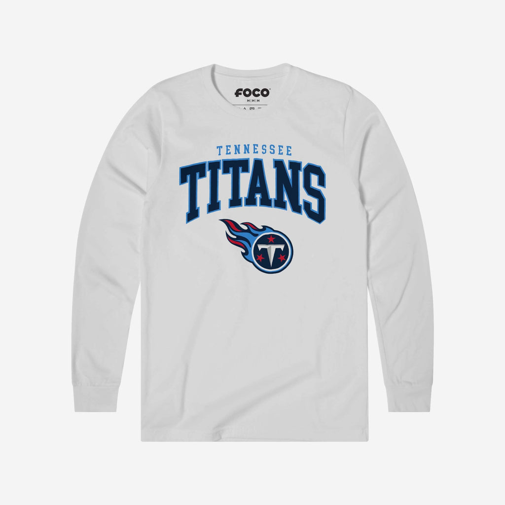 Tennessee Titans Classic Arched Logo Long Sleeve T-Shirt FOCO White S - FOCO.com