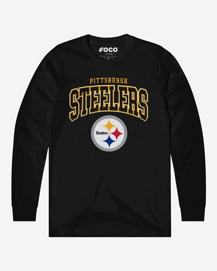 Pittsburgh Steelers Classic Arched Logo Long Sleeve T-Shirt FOCO Black S - FOCO.com