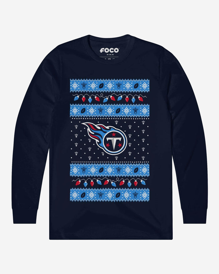 Tennessee Titans Holiday Lights Sweater Long Sleeve T-Shirt FOCO S - FOCO.com