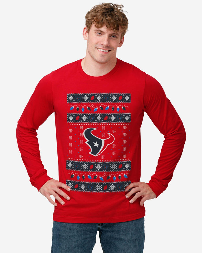 Houston Texans Holiday Lights Sweater Long Sleeve T-Shirt FOCO - FOCO.com