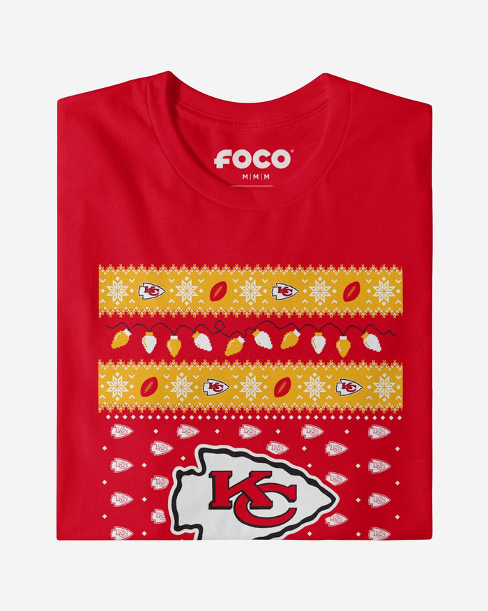 Kansas City Chiefs Holiday Lights Sweater Long Sleeve T-Shirt FOCO - FOCO.com