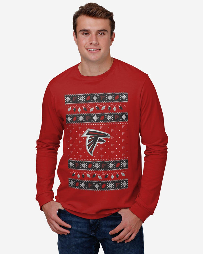 Atlanta Falcons Holiday Lights Sweater Long Sleeve T-Shirt