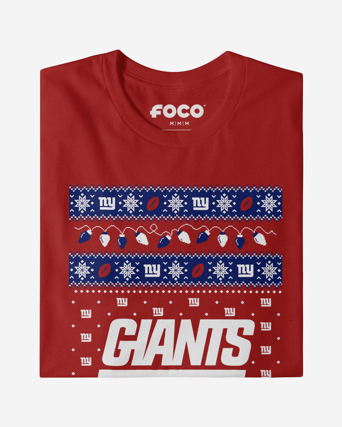 New York Giants Holiday Lights Sweater Long Sleeve T-Shirt FOCO - FOCO.com