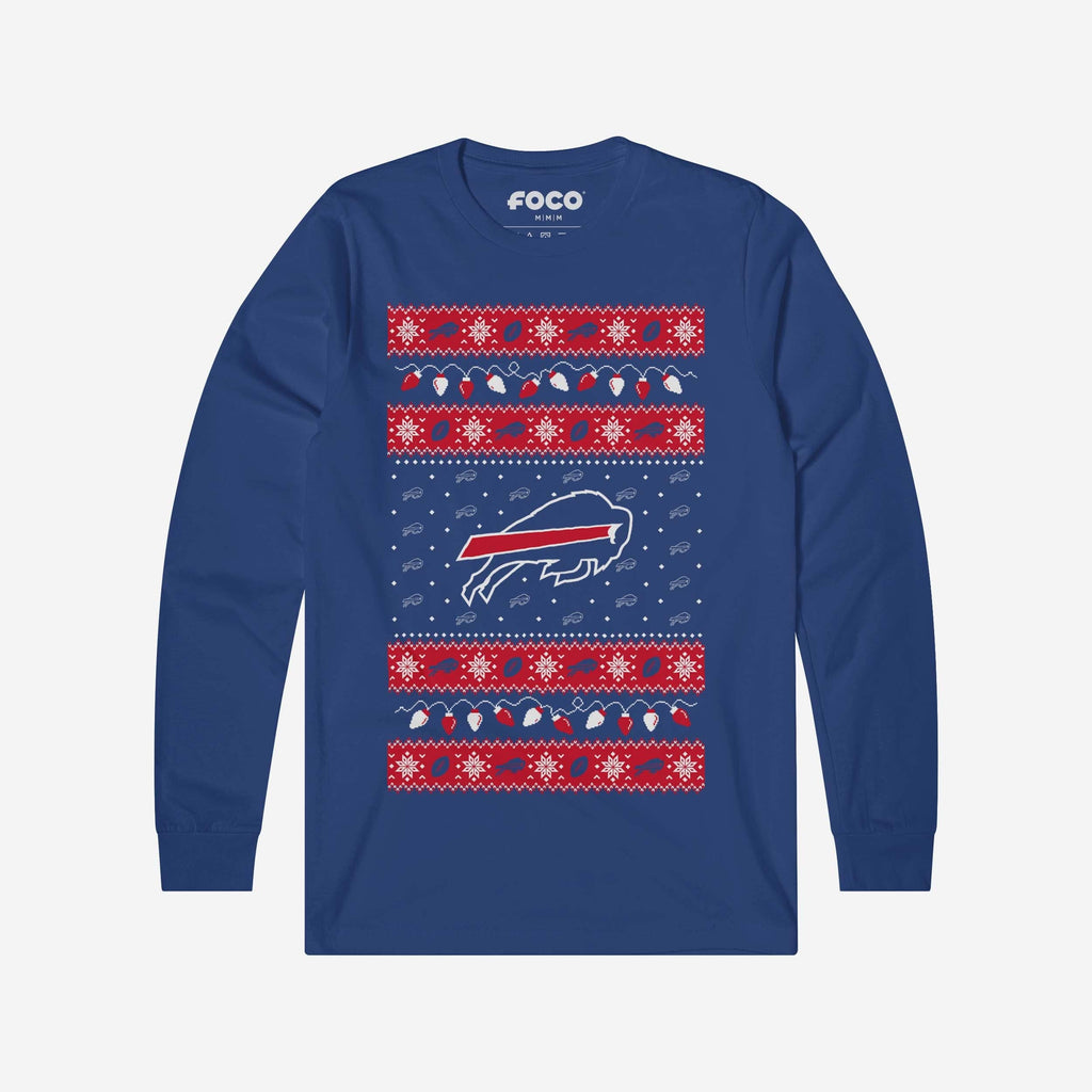 Buffalo Bills Holiday Lights Sweater Long Sleeve T-Shirt FOCO S - FOCO.com