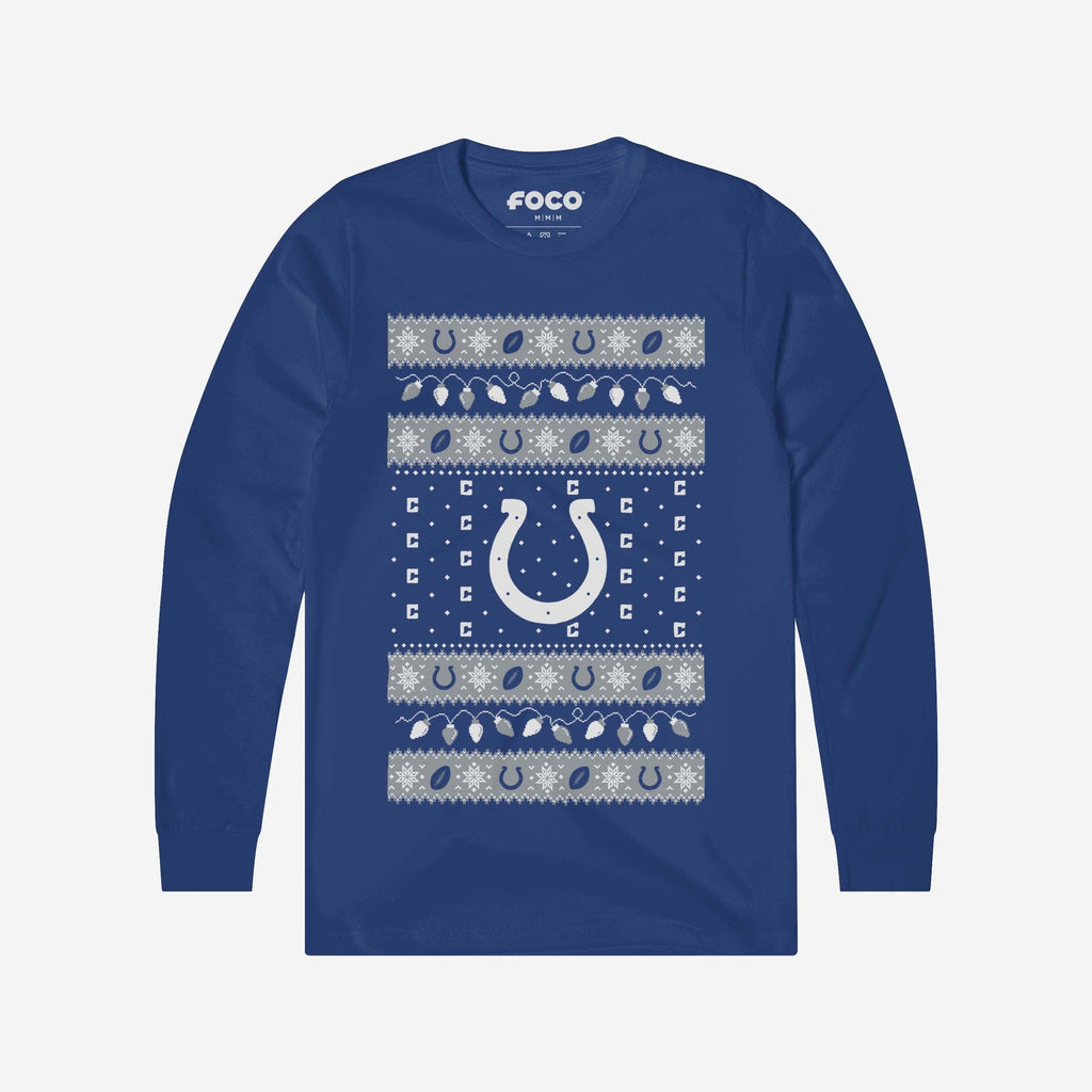 Indianapolis Colts Holiday Lights Sweater Long Sleeve T-Shirt FOCO S - FOCO.com