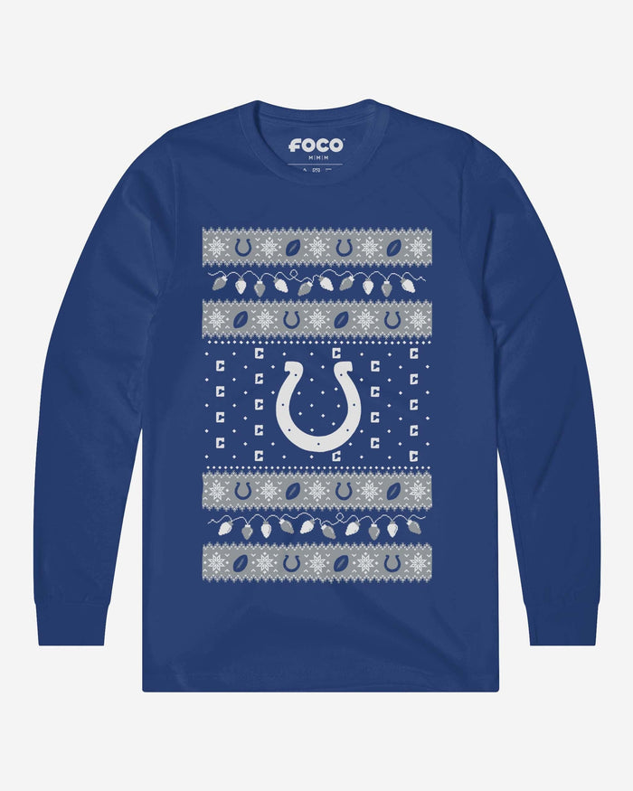 Indianapolis Colts Holiday Lights Sweater Long Sleeve T-Shirt FOCO S - FOCO.com