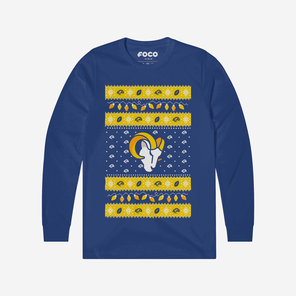 Los Angeles Rams Holiday Lights Sweater Long Sleeve T-Shirt FOCO S - FOCO.com