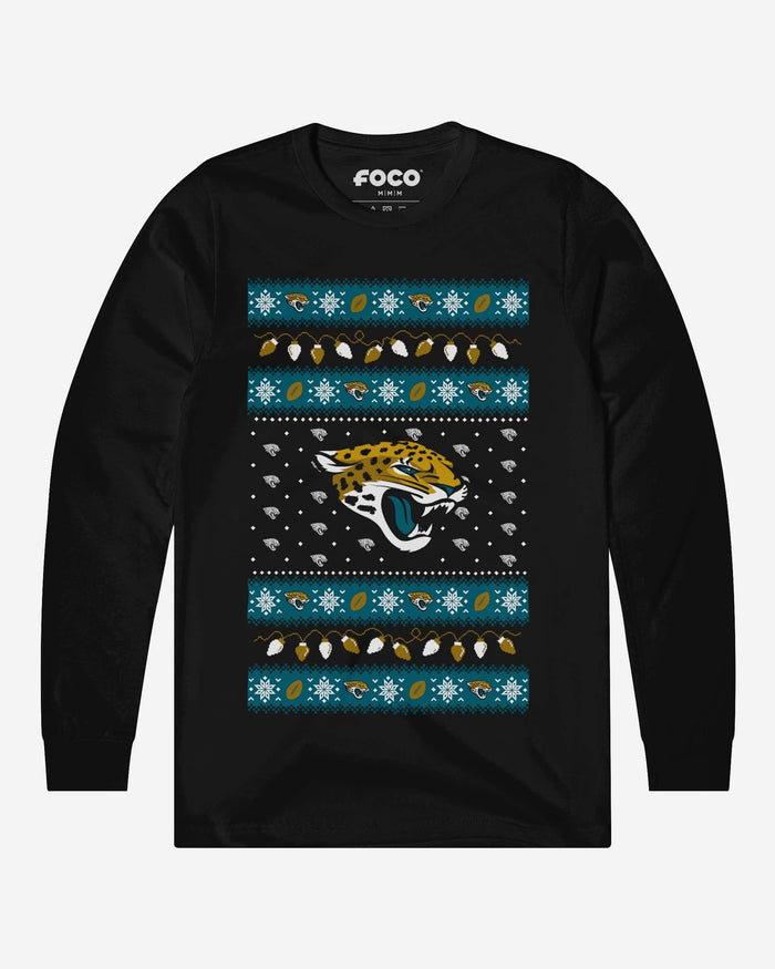 Jacksonville Jaguars Holiday Lights Sweater Long Sleeve T-Shirt FOCO S - FOCO.com