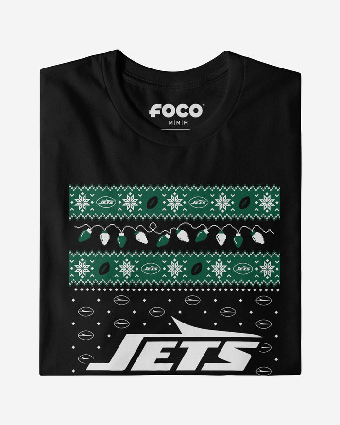 New York Jets Holiday Lights Sweater Long Sleeve T-Shirt FOCO - FOCO.com