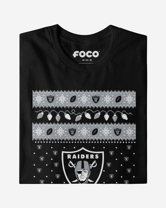 Las Vegas Raiders Holiday Lights Sweater Long Sleeve T-Shirt FOCO - FOCO.com