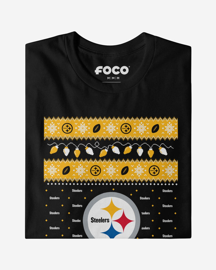 Pittsburgh Steelers Holiday Lights Sweater Long Sleeve T-Shirt FOCO - FOCO.com