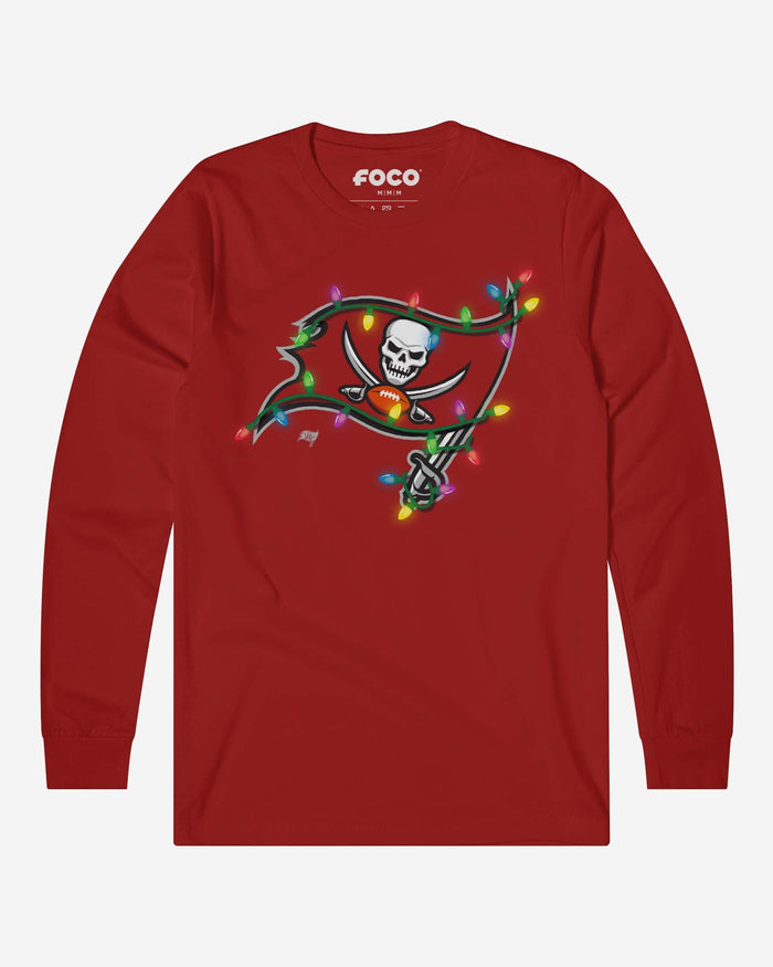 Tampa Bay Buccaneers Primary Logo Holiday Lights Long Sleeve T-Shirt FOCO S - FOCO.com