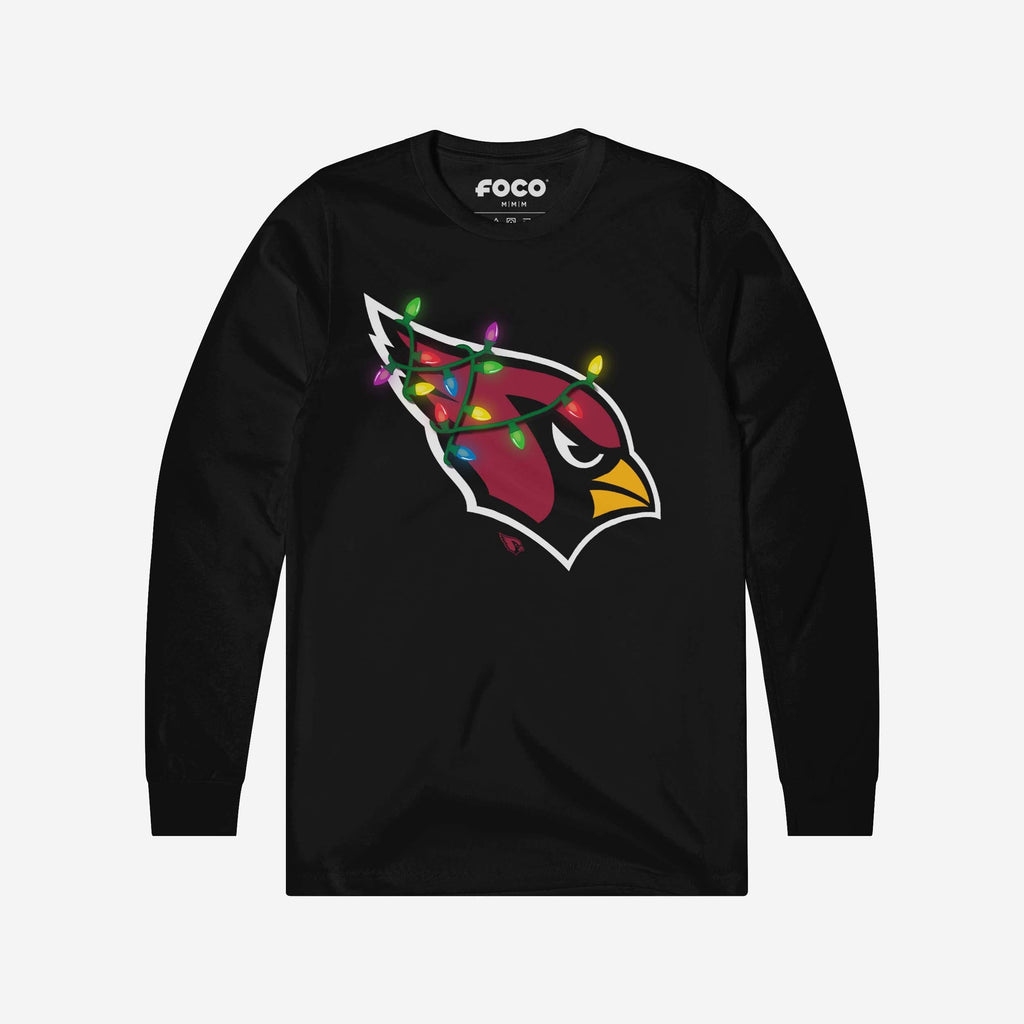 Arizona Cardinals Primary Logo Holiday Lights Long Sleeve T-Shirt FOCO S - FOCO.com