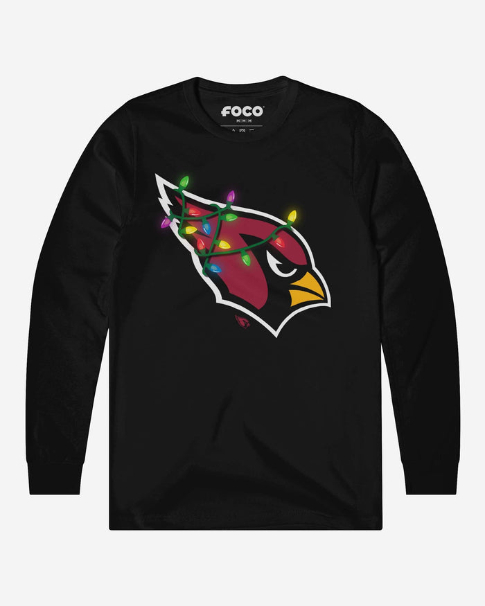 Arizona Cardinals Primary Logo Holiday Lights Long Sleeve T-Shirt FOCO S - FOCO.com