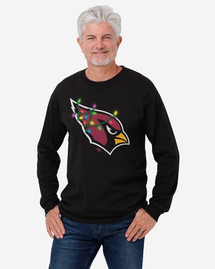 Arizona Cardinals Primary Logo Holiday Lights Long Sleeve T-Shirt FOCO - FOCO.com