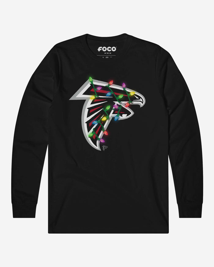 Atlanta Falcons Primary Logo Holiday Lights Long Sleeve T-Shirt FOCO S - FOCO.com