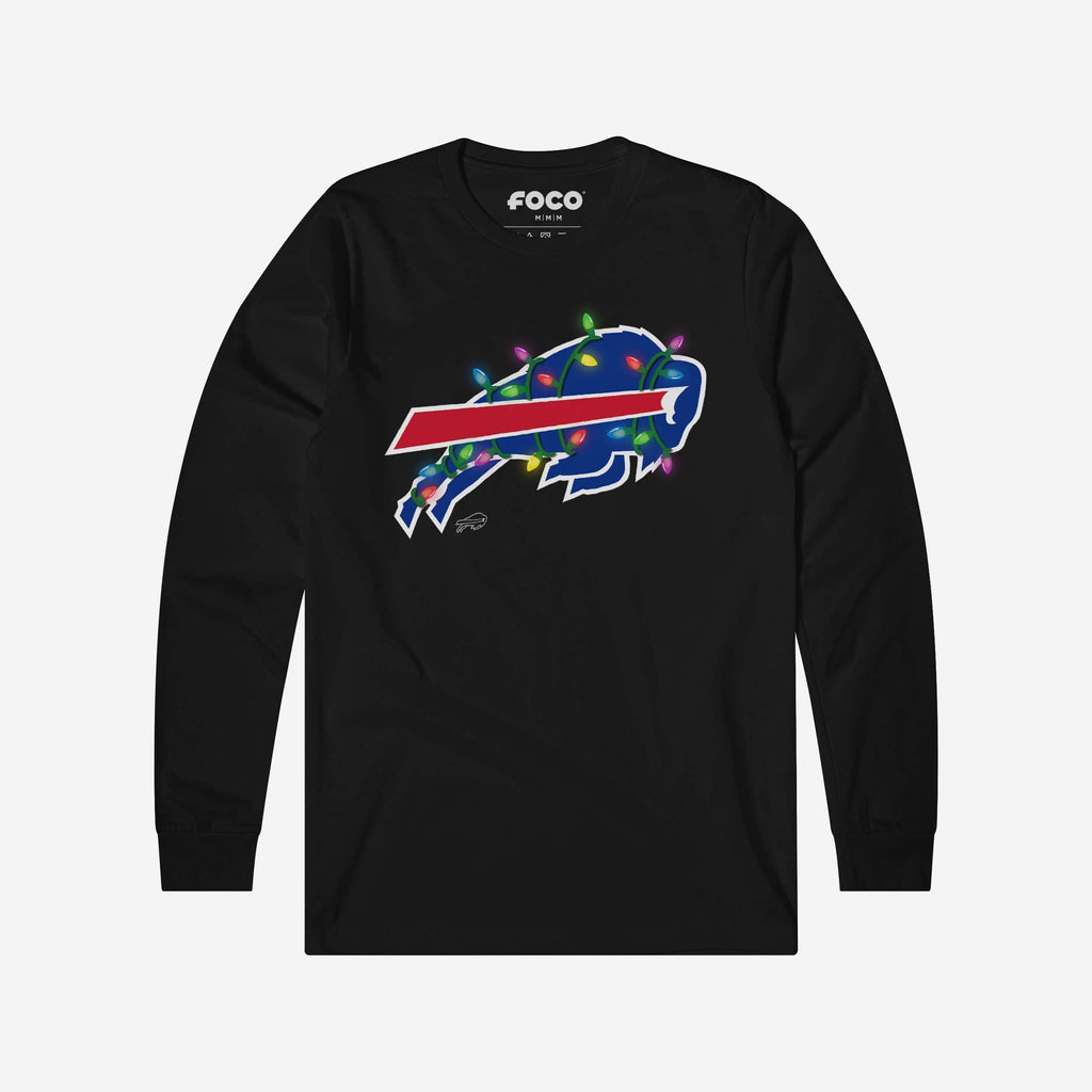 Buffalo Bills Primary Logo Holiday Lights Long Sleeve T-Shirt FOCO S - FOCO.com