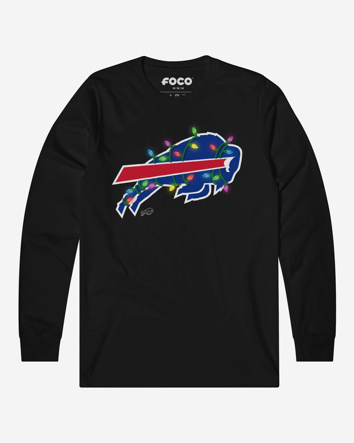 Buffalo Bills Primary Logo Holiday Lights Long Sleeve T-Shirt FOCO S - FOCO.com