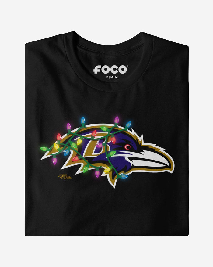 Baltimore Ravens Primary Logo Holiday Lights Long Sleeve T-Shirt FOCO - FOCO.com