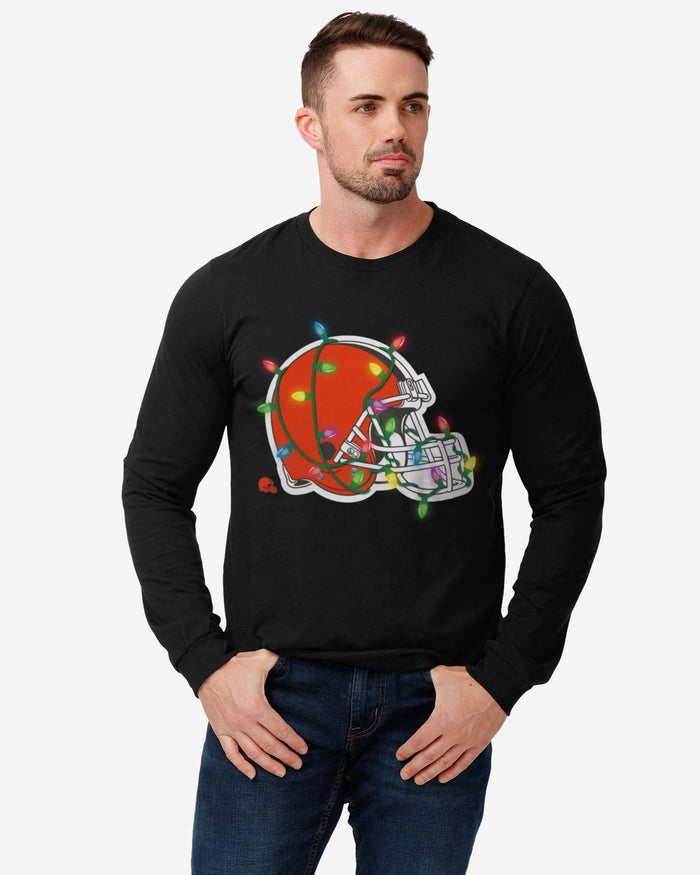 Cleveland Browns Primary Logo Holiday Lights Long Sleeve T-Shirt FOCO - FOCO.com