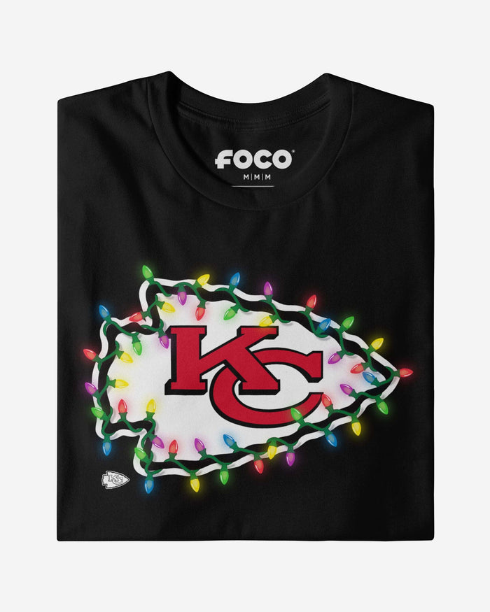 Kansas City Chiefs Primary Logo Holiday Lights Long Sleeve T-Shirt FOCO - FOCO.com