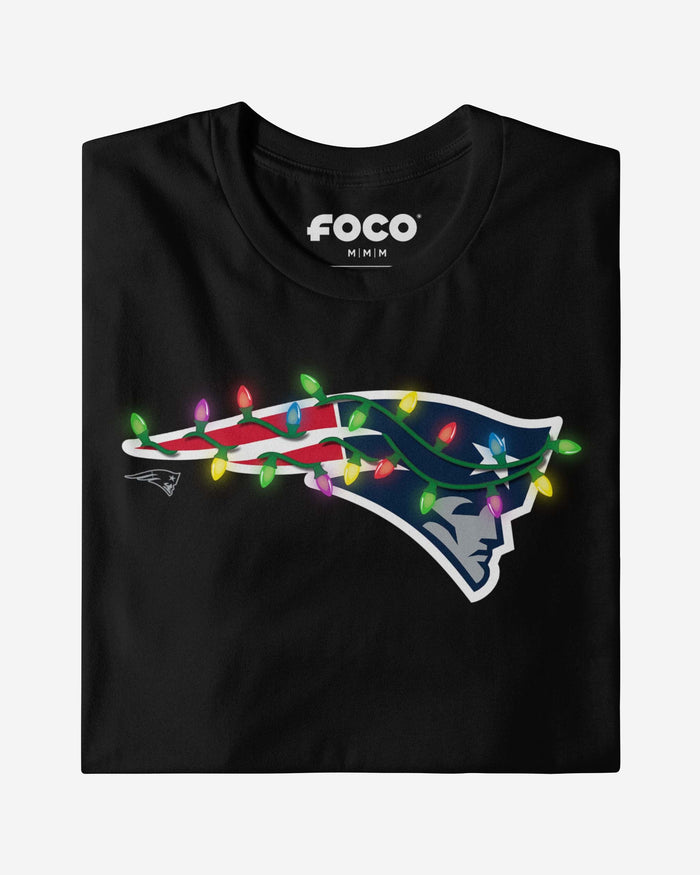 New England Patriots Primary Logo Holiday Lights Long Sleeve T-Shirt FOCO - FOCO.com