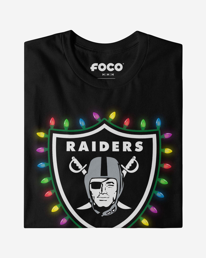 Las Vegas Raiders Primary Logo Holiday Lights Long Sleeve T-Shirt FOCO - FOCO.com