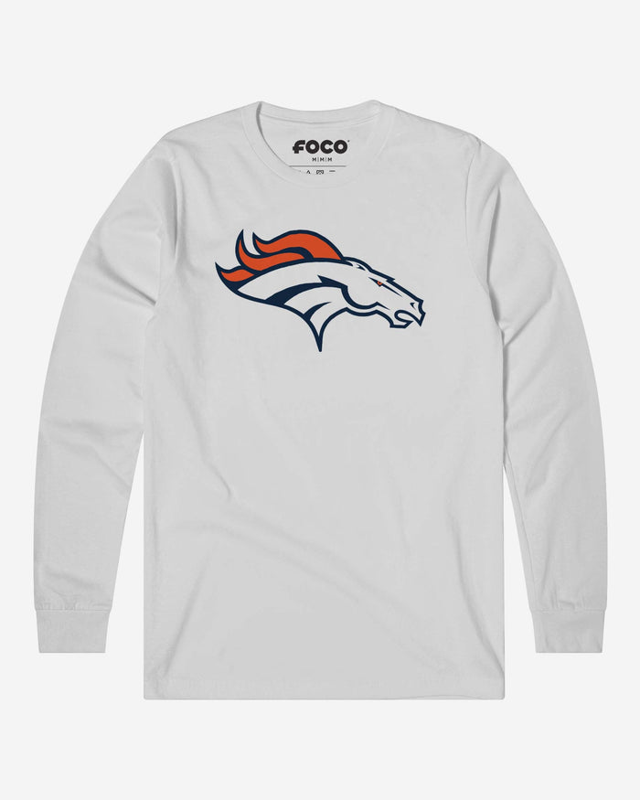 Denver Broncos Primary Logo Long Sleeve T-Shirt FOCO White S - FOCO.com