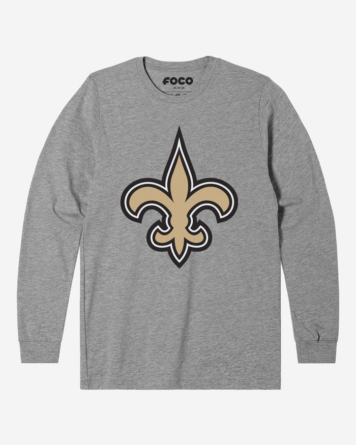 New Orleans Saints Primary Logo Long Sleeve T-Shirt FOCO Athletic Heather S - FOCO.com