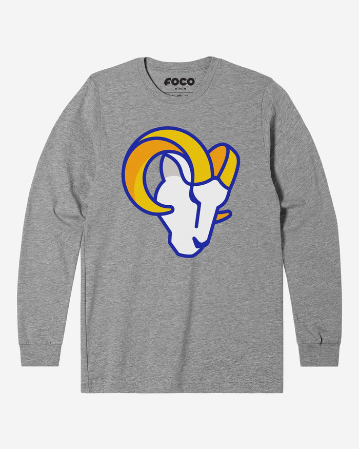 Los Angeles Rams Primary Logo Long Sleeve T-Shirt FOCO Athletic Heather S - FOCO.com