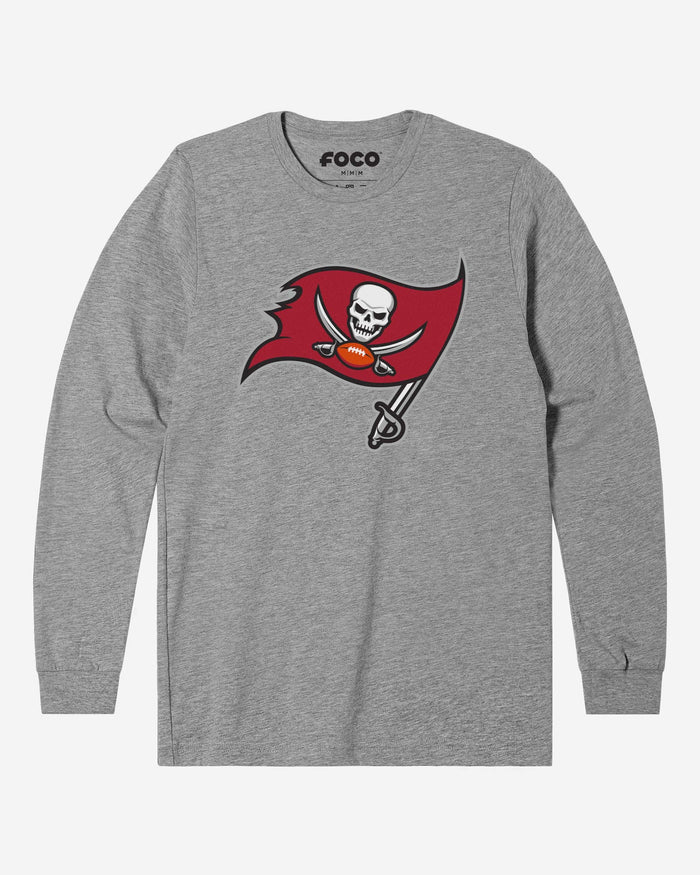 Tampa Bay Buccaneers Primary Logo Long Sleeve T-Shirt FOCO Athletic Heather S - FOCO.com