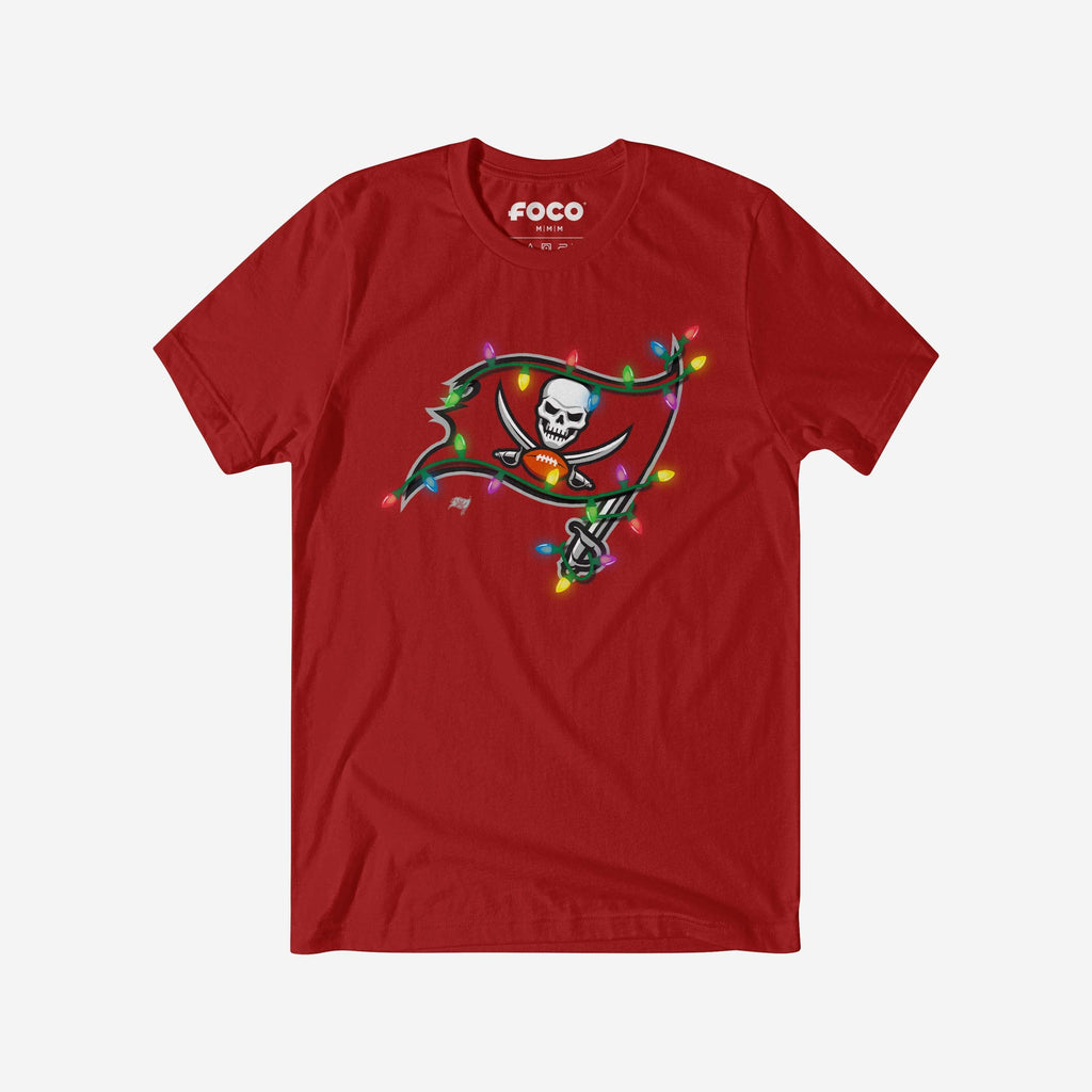 Tampa Bay Buccaneers Primary Logo Holiday Lights T-Shirt FOCO S - FOCO.com