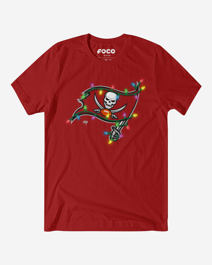 Tampa Bay Buccaneers Primary Logo Holiday Lights T-Shirt FOCO S - FOCO.com